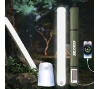SELORSS Luces Solares Inflables Para Acampar, Lámpara Telescópica Outask de 33,86IN/86cm, Luz LED Portátil Para Exteriores de 2000mAh, Resistente Al Agua con Luz Blanca Para Acampar, Senderismo-Verde