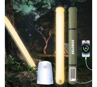 SELORSS Luces Solares Inflables Para Acampar, Lámpara Telescópica Plegable Outask De 33,86IN/86cm, Luz LED Portátil Para Exteriores de 2000mAh, Impermeable con Luz Cálida Para Acampar, Senderismo-Verd