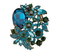 SELOVO Broche de flor de brillo de diamantes de imitación broche de joyería bufanda accesorio vintage tono dorado, Diamante de imitación, estrás