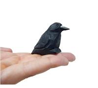 Selsela Figura de cuervo tallada a mano - Figura de cuervo de pájaro negro rave, escultura arte en miniatura tallado en madera, decoración de animales pequeños, decoración gótica y adorno