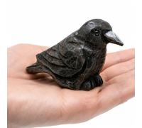 Selsela Figura de cuervo tallada a mano - Figura de cuervo de pájaro negro rave, escultura arte en miniatura tallado en madera, decoración de animales pequeños, decoración gótica y adorno