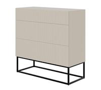 Selsey Armario con 3 cajones, Frontal avellanada, 90 cm, Patas Negras, Mueble de Almacenamiento, Color Gris, Beige, Talla única