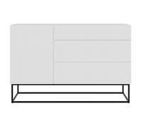Selsey Armario con 3 cajones y 1 Puerta, 140 cm, Color Blanco y Negro