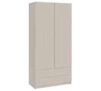 Selsey Armario De Dos Puertas Gris Cachemir 100 cm Ancho - Armarios Dormitorio Ropero - Mueble Recibidor, Diseño Minimalista, 6 Estantes, Barra Ropa, 2 Cajones, Sistema Push-To-Open