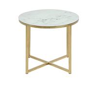 Selsey Bakar - Mesa/Banco de salón - ⌀50cm - patrón de mármol - Base de Cromo Dorado - Glamour