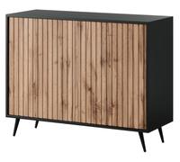 Selsey Bello - Aparador con frentes de Listones - 104 cm, Negro/Roble Wotan