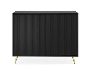 Selsey Bello - Aparador con frentes de Listones - 104cm, Negro con Patas Doradas