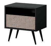 Selsey Bello - Mesita de Noche con cajón, Negra con Aspecto de Tejido vienés