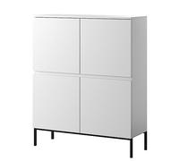 Selsey Bemmi-Cómoda (100 cm, 4 Puertas, 8 Compartimentos), Color Blanco y Negro, Madera de ingeniería Metal, 100 (Breite) / 122 (Höhe)