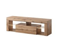 Selsey BIANKO - Mueble TV Moderno/Mesa TV/Mueble para Salón / 140 cm (con LED, Roble Dorado)