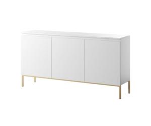 Selsey - Cajonera de 3 Puertas, 77 x 150 cm, con Patas Doradas, Mueble de Almacenamiento para Dormitorio, Color Blanco Bemmi, Talla única