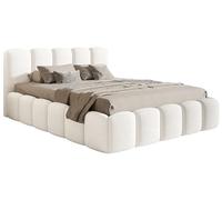 Selsey Cama 160 x 200 cm, tapizada, con cajón, Espacio de Almacenamiento, Estructura de Metal, cabecero Boucle Cloudy II, Color Crema