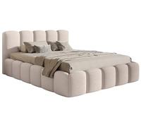 Selsey Cama 180 x 200 cm, tapizada, con cajón, Espacio de Almacenamiento, Estructura de Metal, cabecero Boucle Cloudy II, Color Beige Claro