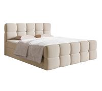 Selsey Cama con somier de Matrimonio de 180 x 200 cm, con 2 cajoneras, Toppers para colchón Bonell, dureza H2, H3, Tejido Boucle, Resistente a desgarros, Color Gris Claro