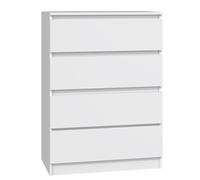 Selsey Cómoda 97 x 70 x 40 cm - Cuatro cajones espaciosos - Frente sin Mango - Tablero aglomerado Laminado Resistente de 16 mm - Diseño Blanco - Ideal para dormitorios