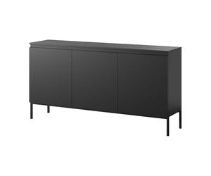 Selsey Cómoda Armario de Almacenamiento 150 cm 3 Puertas 6 Compartimentos Negro Piernas Negras Bemmi