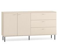 Selsey Cómoda Armario de Almacenamiento 2 Puertas 3 cajones 160 cm Armario cajón Armario con Listones Patas de Metal Cierre Suave Cachemira Caletto