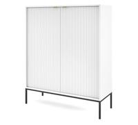Selsey Cómoda Blanca Dormitorio Moderna - Alto, con 2 Puertas y 6 Estantes - MDF Antiarañazos, Manijas Doradas - Diseño Elegante, Ideal para Sala o Recibidor - Estructura Sólida, Acabado Neutro