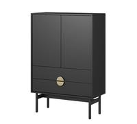 Selsey Cómoda de 2 Puertas, 2 cajones, Armario con cajones, Alto 85 cm, Color Negro