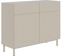 Selsey Comoda Dormitorio 100 cm Gris Beige - Cajonera con 2 Cajones y 2 Puertas con Estantes, Comoda Moderna para Dormitorio y Salón, Mueble de Almacenaje con Patas Metálicas, Fabricado en Europa