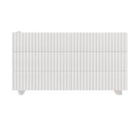 Selsey Cómoda Dormitorio 147 cm Comodas y Cajoneras Dormitorio Estilo Moderno, Cajonera Armario Interior Blanco Brillante, Diseño con Frentes Acanalados y Redondeados, Fabricada en Polonia