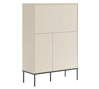 Selsey Cómoda Dormitorio 95 cm Crema Comodas y Cajoneras Dormitorio Modernas Cajonera Armario Interior Acabado Mate 4 Puertas Push-to-Open Espacio de Almacenamiento Patas Metálicas