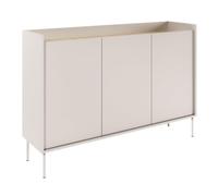 Selsey Cómoda Dormitorio de Tres Puertas 140 cm Gris Topo/Roble Lindberg - Comodas y Cajoneras Dormitorio con Estante Interior y Patas Metálicas - Cajonera Armario Interior Moderna y Versátil