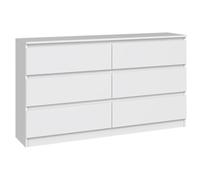 Selsey Cómoda de 75 x 138 x 40 cm - Seis cajones espaciosos - Frente sin Mango - Tablero aglomerado Laminado Resistente de 16 mm - Diseño Blanco - Ideal para dormitorios