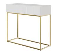 Selsey Consola Recibidor Mesa De Consola con Cajón De Lamas Patas Doradas 90 x 79 cm Blanco Veldio