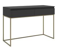 Selsey Escritorio para Ordenador con 2 cajones, Marco de Metal, 120 x 50 x 80 cm, Color Negro con Patas Doradas