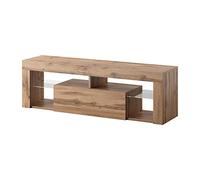 Selsey BIANKO - Mueble TV Moderno/Mesa TV/Mueble para Salón / 140 cm (sin LED, Roble Dorado)