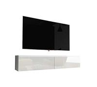 Selsey Kane - Mueble TV Flotante/Mesa TV/Mueble para Salón/Mueble TV Suspendido (140 cm, con LED, Blanco Matte/Blanco Brillante)