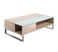 Selsey Kostrena - Banco / Mesa de centro - 110x60 cm - roble sonoma con inserto de vidrio - moderno