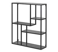 Selsey KRAPINA - Estantería de Pared/Estante Colgante con Estructura de Metal - Aspecto de Madera Gris Oscuro/Negro - asimétrico 91 x 75 cm