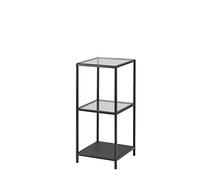 Selsey Krapina - Librería/Mesa para salón - Negro con estantes de Vidrio - 82,5 cm - Industrial