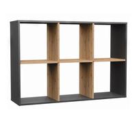 Selsey Malax Estante Pared 75x110x30 cm, 6 Compartimentos, Laminado, Roble Artesano/Antracita, Estilo Moderno/clásico, Modular Alto/bajo, automontable.