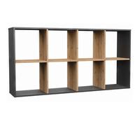 Selsey Malax Estante Pared 75x147x30 cm, 8 Compartimentos, Laminado, Roble Artesano/Antracita, Estilo Moderno/clásico, Modular Alto/bajo, automontable.
