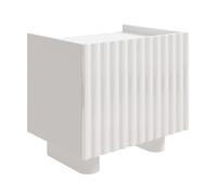 Selsey Mesita de Noche 48 cm Blanca - Mueble de Salon Modernos con Frentes Acanalados y Redondeados, Mesita de Noche Estilo Escandinavo con Sistema Push-to-Open, Estructura Duradera