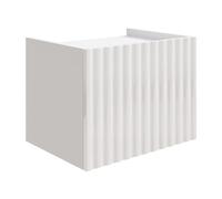 Selsey Mesita de Noche 48 cm Blanca - Mueble de Salon Modernos con Frentes Acanalados y Redondeados, Mesita de Noche Estilo Escandinavo con Sistema Push-to-Open, Estructura Duradera