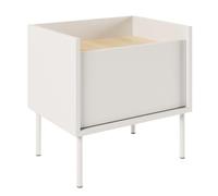 Selsey Mesita de Noche - 50 cm Blanca/Roble Lindberg, Mesillas de Noche Dormitorio Moderno, Mesita de Noche Blanca con Puerta Reversible, Diseño Clásico y Elegante, Producción Polaca