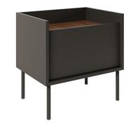 Selsey Mesita de Noche - 50 cm Negra/Roble Lindberg, Mesillas de Noche Dormitorio Moderno, Mesita de Noche Negra con Puerta Reversible, Diseño Clásico y Elegante, Producción Polaca