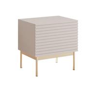 Selsey Mesita de Noche con Almacenaje Basculante e Iluminación LED, 46 cm, Cachemira, Mesillas de Noche Dormitorio con Patas Doradas, Mesita de Noche Blanca Moderna y Elegante