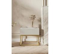 Selsey Mesita De Noche con Patas Doradas con Cajón Y Lamas 50 x 44 cm Mesilla De Noche Blanco Veldio