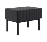 Selsey Mesita de Noche Dormitorio 50 cm Negro - Mesilla de Noche Moderna con Cajón, Mesa de Noche con Patas Metálicas, Mueble Auxiliar para Dormitorio, Fabricado en Europa