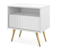 Selsey Mesita de Noche, Madera de ingeniería, Blanco, 47