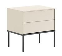 Selsey Mesitas de Noche Crema 56 cm - Muebles de Salon Modernos y Elegantes con Sistema Push-to-Open, Mesita de Noche Minimalista con Patas Metálicas Negras y Amplias Gavetas, Fabricada en Polonia