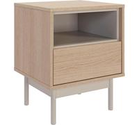 Selsey Mesitas de Noche Dormitorio 45 cm Cashmere y Roble Lindberg - Mesita de Noche Moderna con Cajonera y Hueco, Mesa Auxiliar Sofá y Mueble Auxiliar, Mesa de Noche Dormitorio, Fabricada en Europa