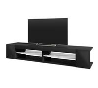 Selsey Mitchell - Mueble TV con LED/Mesa para TV/Mueble para Salón Comedor/Estilo Nórdico (180 cm, Negro Mate/Negro Brillante)