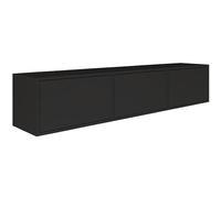 Selsey Mueble bajo para TV, Color Negro, Moderno, 150 x 30 x 30 cm (Ancho x Profundidad x Alto), Mueble para TV con Solapas para Colgar en la Pared