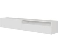 Selsey Mueble De TV Mesa De TV 175 cm Suspendido con Compartimento Abierto Fachada Fresada Blanco Veldio